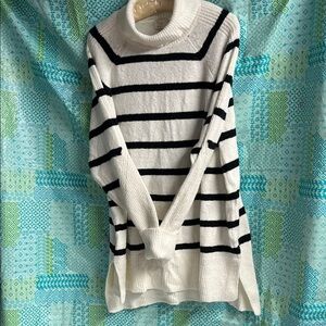a new day Black and White Striped Turtleneck Sweater